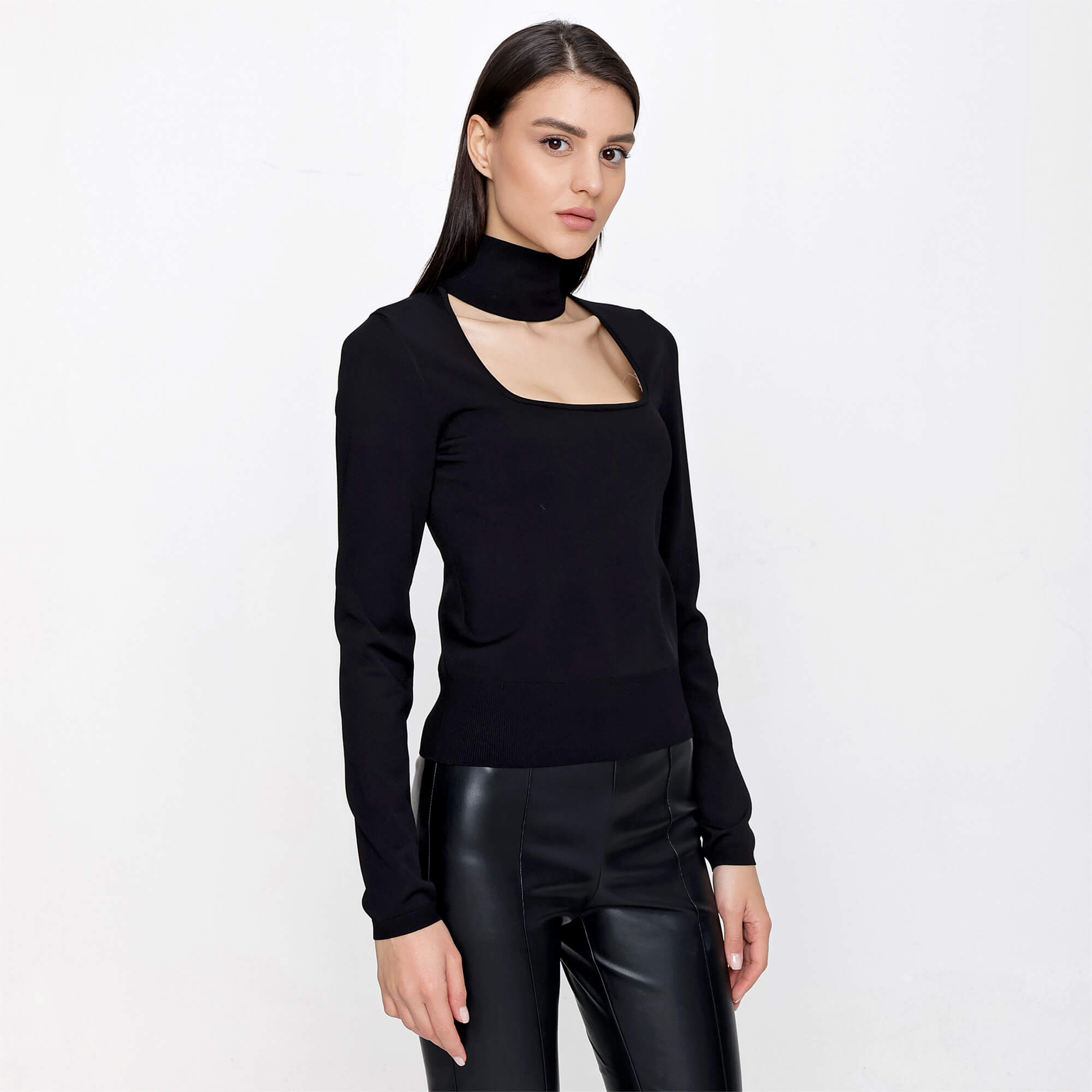 Dolce&Gabbana - Black Viscose Blend Cut Out Turtleneck Sweater